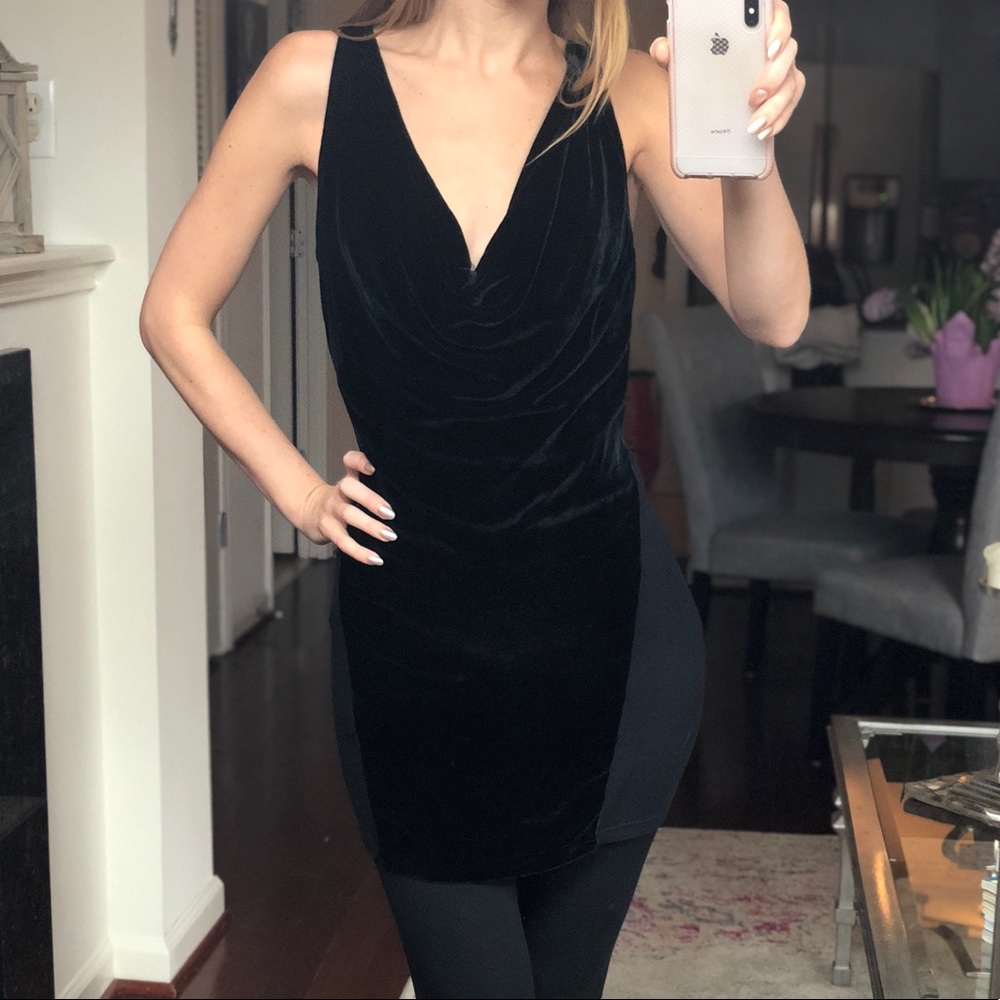 Black Velvet Plunging Mini Dress or Top